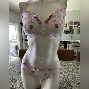 Elegant Lacy White and Purple Bra & Panty Set